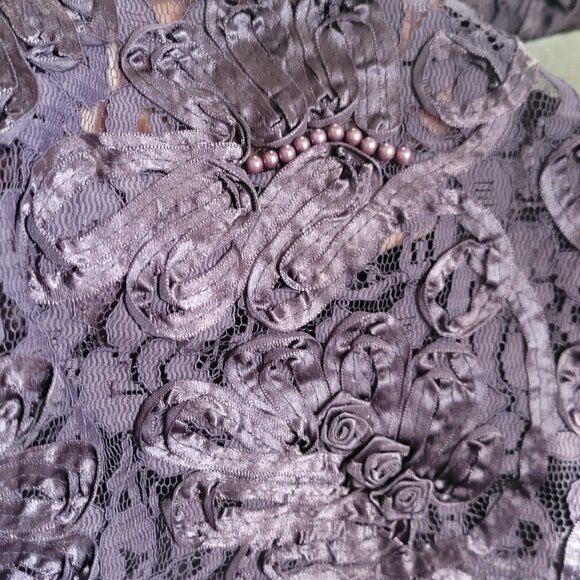 Deep Purple Ribboned and Beaded Bolt of Fabric - Picture 2 of 2